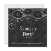 Fashion Party Invitation Lace Black Silver
