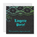 Fashion Party Invitation Lace Blue Green Black