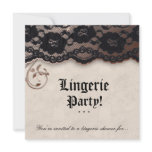 Fashion Party Invitation Lace Ivory Brown Black