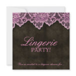 Fashion Party Invitation Lace Pink Brown Leather