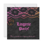 Fashion Party Invitation Lace Pink Orange Black