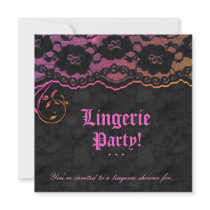 Fashion Party Invitation Lace Pink Orange Black
