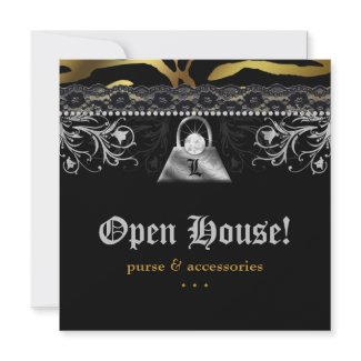 Fashion Party Purse Invitation Lace Gold Diamond invitation