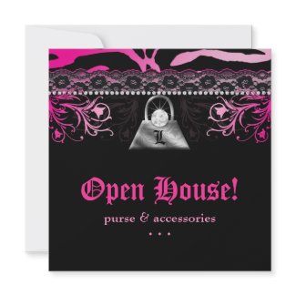 Fashion Party Purse Invitation Lace Pink Diamond invitation