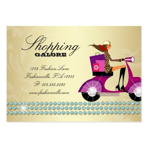Fashion Personal Shopper Jewelry Blue Gold Business Card Templates (back side)