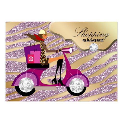 Fashion Personal Shopper Jewelry Gold Pink Glitter Business Card Template (front side)