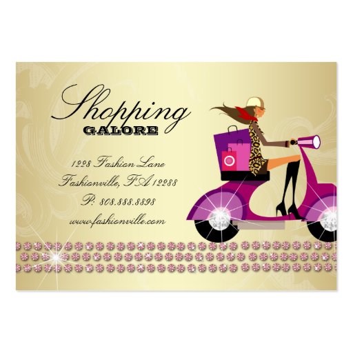 Fashion Personal Shopper Jewelry Pink Gold Business Card Templates (back side)