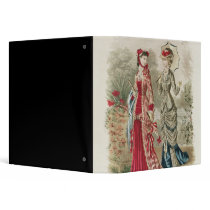 Fashion plate showing hats and dresses 3 ring binders