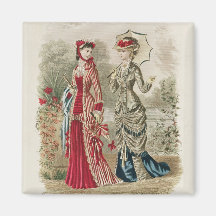 Fashion plate showing hats and dresses magnets