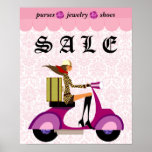 Fashion Poster Sale Scooter Woman Pink Diamonds posters