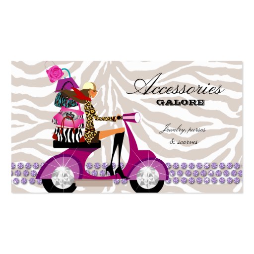 Fashion Purses Jewelry Purple Zebra Business Card
