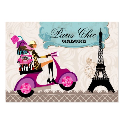Fashion Purses Jewelry Scooter Paris Eiffel Tower Business Card Template (front side)