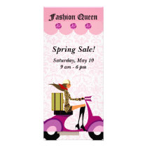 Fashion Rack Card Scooter Woman Pink