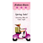 Fashion Rack Card Scooter Woman Pink