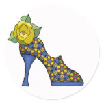 Fashion Shoe with Rose  01 Round Sticker
