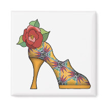 Fashion Shoe with Rose  03 Fridge Magnet