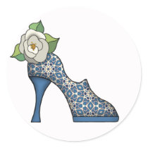 Fashion Shoe with Rose  20 Round Sticker