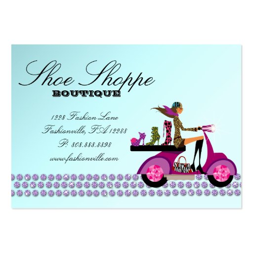 Fashion Shoes Jewelry Business Card Scooter Blue (back side)