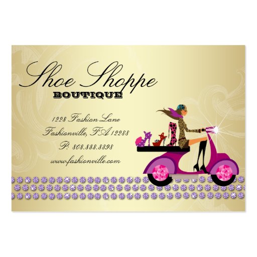 Fashion Shoes Jewelry Purple Gold Business Cards (back side)