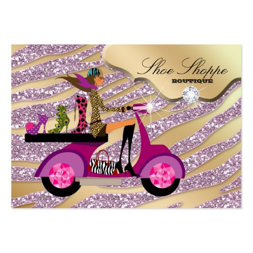 Fashion Shoes Jewelry Zebra Pink Jewel Glitter 8 Business Cards (front side)