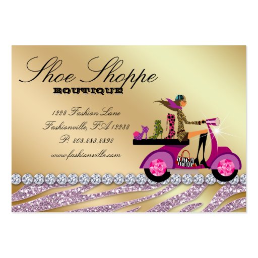 Fashion Shoes Jewelry Zebra Pink Jewel Glitter 8 Business Cards (back side)