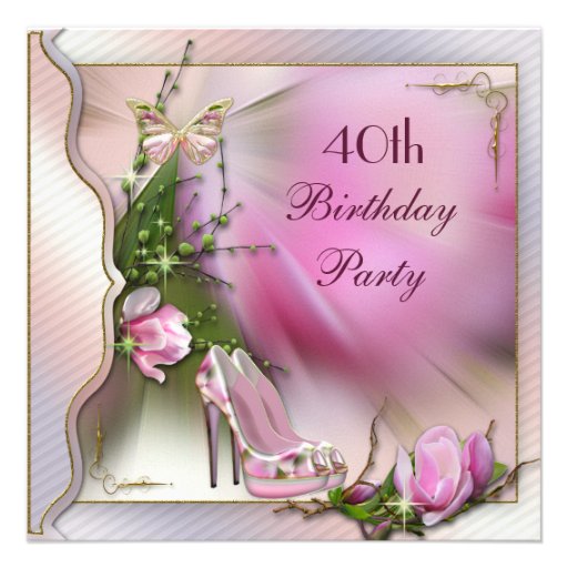 Fashion Shoes Magnolia Butterfly 40th Birthday Custom Announcement