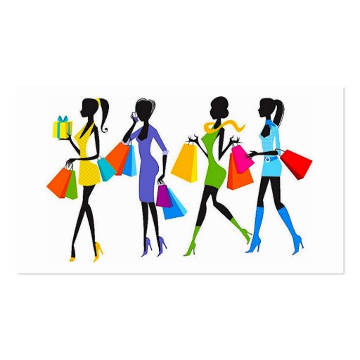Fashion Shopping Girls Illustration Business Card Templates (back side)
