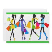 Fashion Shopping Girls Illustration Personalized Invitation