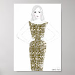 Fashion Sketch - Gold Dress Print