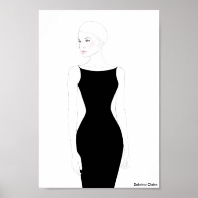 Dress Model Flash on Fashion Sketch Of A Girl Wearing A Simple Little Black Dress Artwork