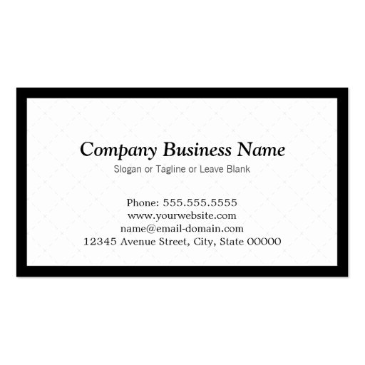 Fashion Stylish Monogram Clean White Black Border Business Card (back side)