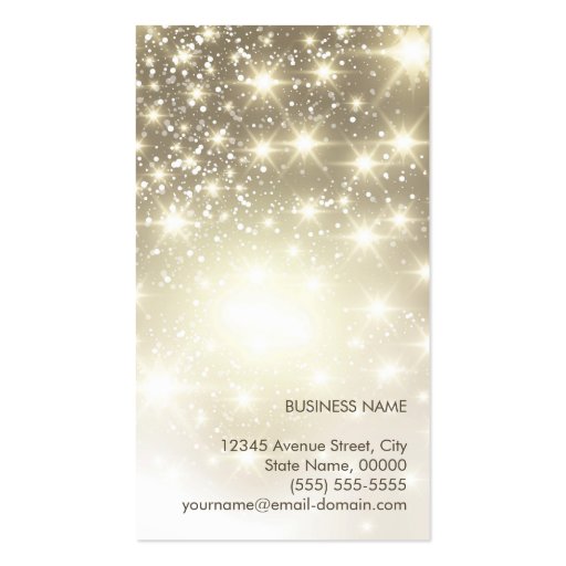 Fashion Stylish - Shiny Sparkles with Gold Glitter Business Card Templates (back side)
