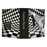 Fashion Stylist Checkerboard Zipper Portfolio 3 Ring Binder
