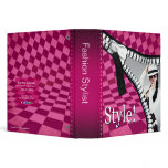 Fashion Stylist Checkerboard Zipper Portfolio 3 Ring Binders