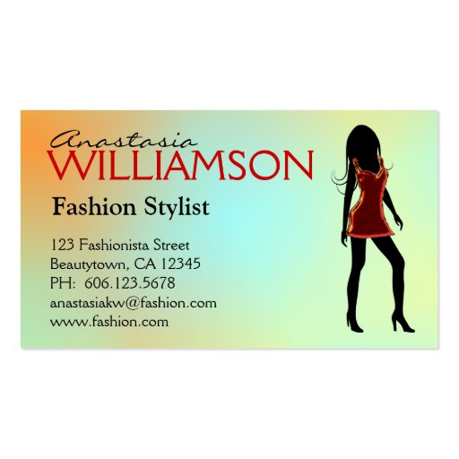 Fashion Stylist Professional Business Cards (back side)