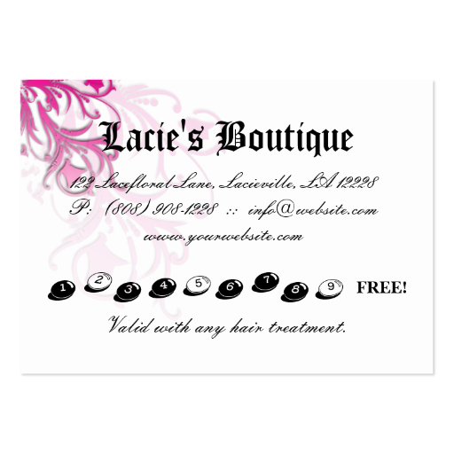Fashion VIP Card Lace Lips Zebra Pink Red Business Card Template (back side)