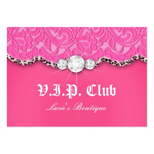 Fashion VIP Club Card Lace Lips Leopard Pink Business Cards (front side)