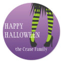 Fashion witch costume stripe legs Halloween label sticker