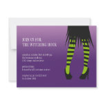 Fashion witch costume stripe legs Halloween party invitations
