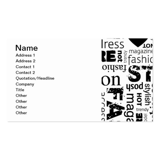 Fashion Word Collage Vector Illustration Alt Double Sided Standard Business Cards Pack Of 100 Word Collage Template Free