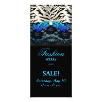 Fashion Zebra Jewelry Lace Rack Card Blue