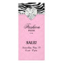 Fashion Zebra Jewels Pearl Heart Lace Pink Rack Card Design