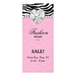 Fashion Zebra Jewels Pearl Heart Lace Pink Rack Card Design