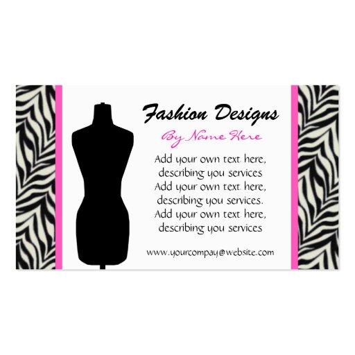 Fashion Zebra Print  Business Card (front side)