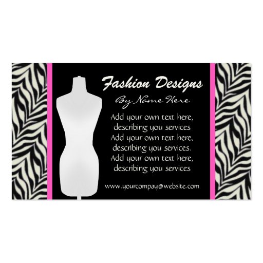 Fashion Zebra Print Business Card (front side)