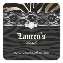 Fashion Zebra Sticker Jewelry Lace Gold Silver Sq
