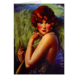 Fashionable Flapper Girl ~ Evening At the Beach Card
