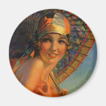 Fashionable Flapper Girl w/ Parasol & Cloche Refrigerator Magnet