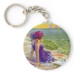 FASHIONABLE FLAPPER PLUM SWIMSUIT &amp; SCARF CLOCHE KEYCHAIN