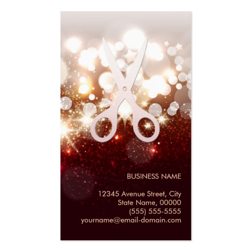 Fashionable Hair Stylist - Gold Glitter Sparkle Business Card (back side)